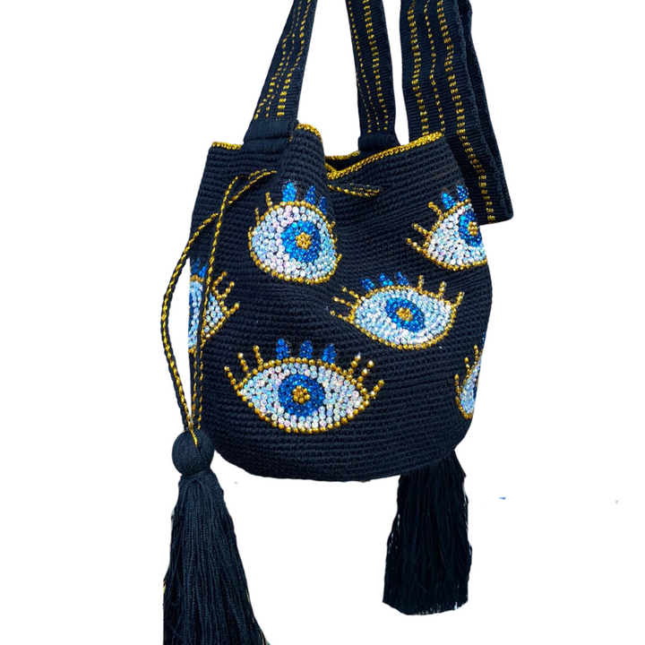 Bolso Wayuu, Artesanía Colombiana, Bolso Etnico, Bolso Trenzado, Bolso Negro, Bolso Tejido, Bolso, Wayuu