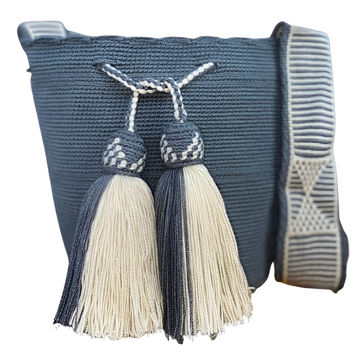 Bolso Wayuu, Artesanía Colombiana, Bolso Etnico, Bolso Gris, Bolso Tejido, Bolso, Wayuu
